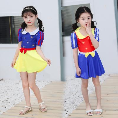 China Manufacturer Cute Low MOQ Princess High Quality Swim Dress Breathable Short Sleeve One-Piece Dress Swimwear For Kids for sale