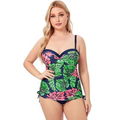 China New Product Floral Print Breathable Bikini Plus Size Triangle Swim Trunk Two Piece Set Swimwear For Women for sale