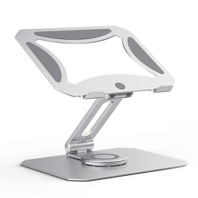 China 360 Degree Adjustable Rotatable Desktop Foldable Laptop Stand Aluminum Material Air-cooled Laptop Stand for sale