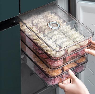 China Multifunctional easy to slove storage problems not to dry frozen dumplings keep storage cool neat timing dumpling transparent box for sale