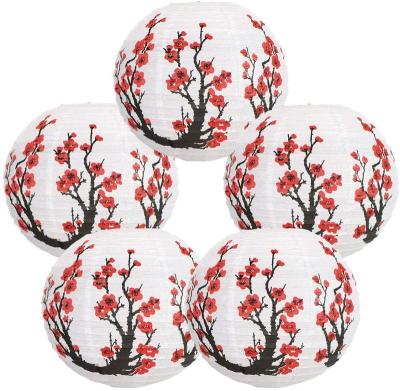 China China RUI YI Festival Paper Lamp Flower Ball Red Sakura Paper Lantern Red Wedding Decoration Cherry Paper Lamp Chinese Japanese for sale