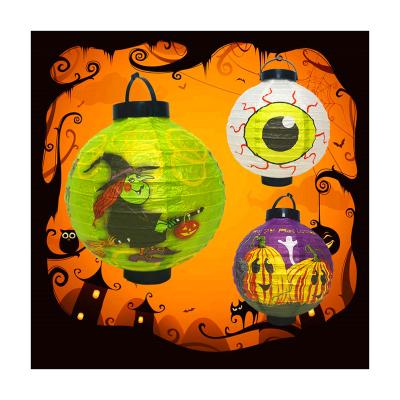 China RUI YI Custom Printed Garden Halloween New Arrival Disposable Eco-friendly Design Around Led Light Paper Lantern for sale