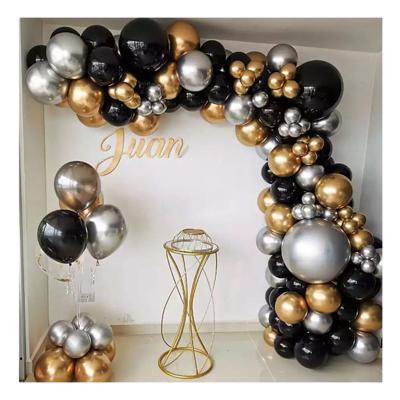 China Latex RUI YI Metal Balloon Set Black Gold and Silver Birthday Party Opening Celebration Balloon Set Party Supplies for Adults for sale