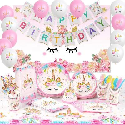 China RUI Eco-Friendly Disposable YI Unicorn Party Supplies For Girls Unicorn Party Decorations Pink Birthday Party Supplies for sale