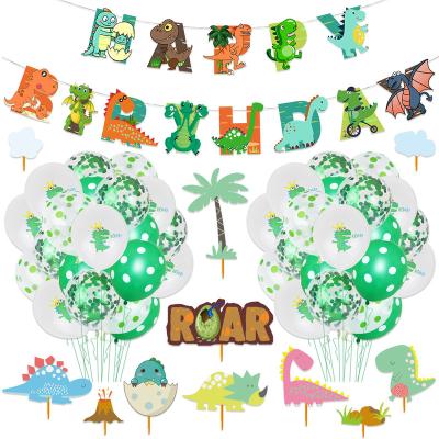 China Eco-friendly RUI YI Party Supplies New Dinosaur Theme Party Decoration Birthday Cake Flag Set Balloon Kids Tag for sale