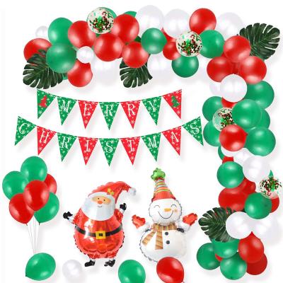 China RUI YI Santa Snowman Xmas Balloon Flag Arch Kit Eco-friendly Foil Balloon Christmas Party Decoration for sale