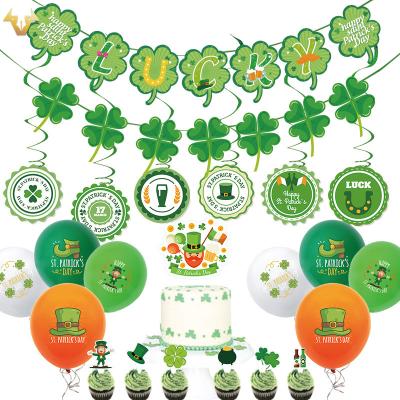 China Eco-Friendly RUI YI St Patrick's Day Decorations Disposable Lucky Irish Shamrock Banner For St Patrick's Day With Irish Shamrock Balloons Party for sale