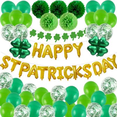 China Eco-Friendly RUI YI St Patrick's Day Decorations Disposable Lucky Irish Shamrock Banner For St Patrick's Day With Irish Shamrock Balloons Party for sale