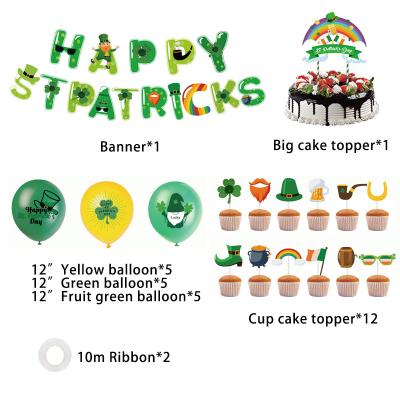 China Eco-Friendly RUI YI St Patrick's Day Decorations Disposable Lucky Irish Shamrock Banner For St Patrick's Day With Irish Shamrock Balloons Party for sale