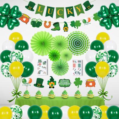 China Eco-Friendly RUI YI St Patrick's Day Decorations Disposable Lucky Irish Shamrock Banner For St Patrick's Day With Irish Shamrock Balloons Party for sale