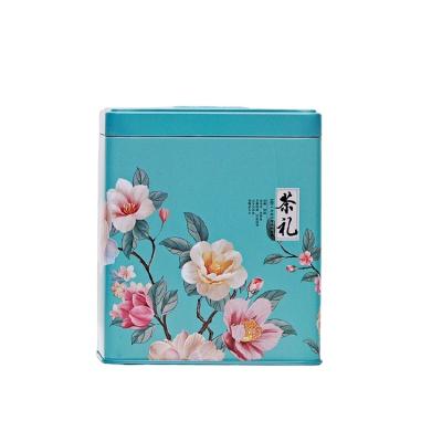 China Best Quality Guarantee Metal Tea Tin Plate Storage Box Blue Tea Box Metal Box Food/Gifts Packing for sale