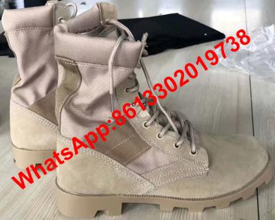 China 3600pairs Army Cement Split Cow Suede Brown Canvas Desert Boot Stock for sale