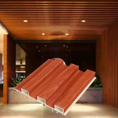 China Contemporary wall cladding home TV background walls wood grain wpc fence panels interior wpc wall panel for hotel for sale