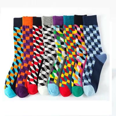 China Funny Diamond Crew Socks Wholesale Men's Dress Custom Cotton Striped Plaid QUICK DRY bangs loose for sale