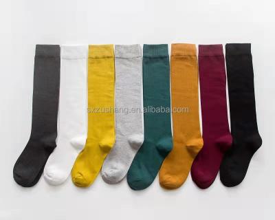 China QUICK DRY Women's Socks Cotton Cute Knee High Socks Long For Casual Dress Solid Color Autumn Winter School Girl Women Socks for sale