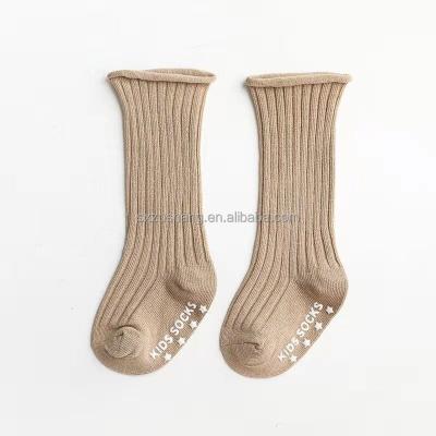 China Breathable High Quality Infant Long Knee High Ribbed Baby Socks Solid Color Baby Socks Combed Cotton Baby Socks For Winter for sale