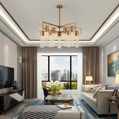 China Wholesale Modern Luxury Customized Large K9 Crystal Hotel Living Room Gold Chandelier Light Modern Pendant Lamp Decoration for sale