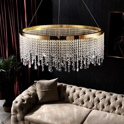 China Contemporary Indoor Home Decor Dining Living Room Luxury Round Crystal Chandeliers Lights Ceiling Luxury for sale