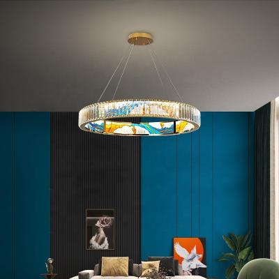 China Italian Designer Modern Art Deco Living Room Bedroom Pendant Gold Round Modern Led Crystal Chandelier Chandelier Crystal for sale