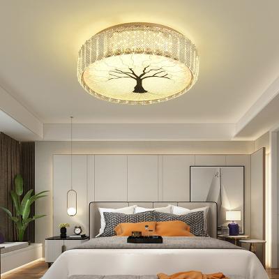 China Round Stainless Steel Modern Post Modern Bedroom Led Ceiling Fixtures Modern Crystal Lamps Indoor Crystal Lighting for sale