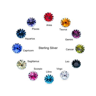 China Wholesale CLASSIC Simple Zodiac Crystal Earrings Sterling Silver Jewelry Zircon Stud Earrings 12 Colors for sale