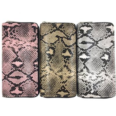 China Waterproof Promotional Cheap Colorful Serpentine 3 Women Purse And Wallet With Zipper for sale