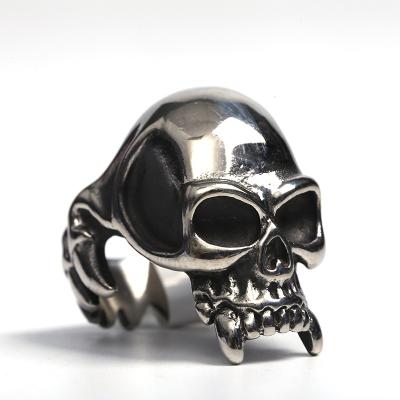 China Fashionable YK Teeth Ghost Head Stainless Steel Male Dominant Ring Retro CLASSIC Hot Selling Titanium Steel Ring for sale