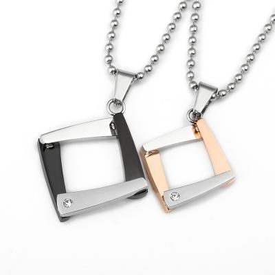 China YK Classic Simple Creative Square Jewelry Pendant Hot Double-color Couples Pendant for sale