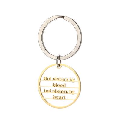 China Fashional Keepsake Gifts Stainless Steel Hollow Out Gold Plated Wholesale Sister Gift Letter Key Chain Family Gift Key Chain for sale