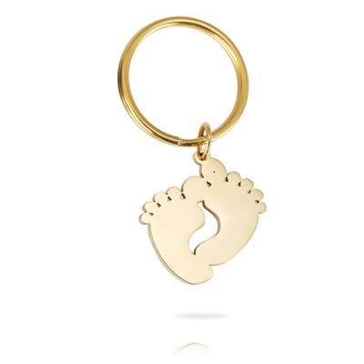 China Wholesale Fashional Souvenir Gifts Stainless Steel Key Chain Personality Baby Footprint Key Chain for sale