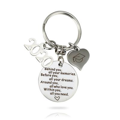 China Fashional Keepsake Gifts New Design 3pcs Charm Keychain 2020 Key Chain Stainless Steel Jewelry Graduation Gifts Key Ring for sale