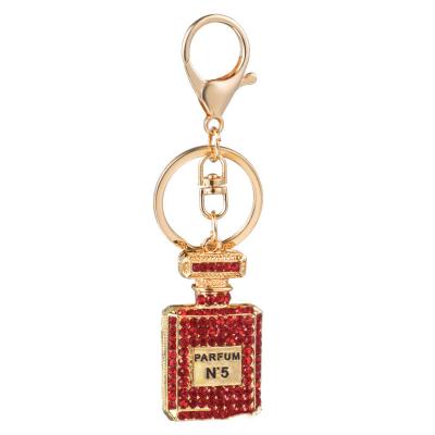 China New Design Fashion YK Perfume Bottle Red Crystals Key Chain Key Chain For Women for sale