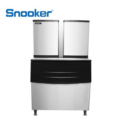 China Snooker 1000kg/1 Ton Commercial Design Stainless Steel Free Standing Restaurant Bar Cold Drink Block Cube Ice Maker Machine Sale for sale