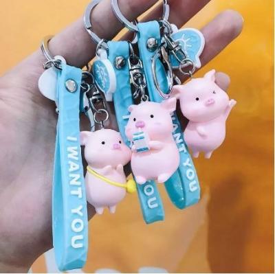 China Lovely Little Pig South Korea Simulation Resin Porket Raincoat Accessories Keychains Lovers Gift Pendant Keychains Small for sale