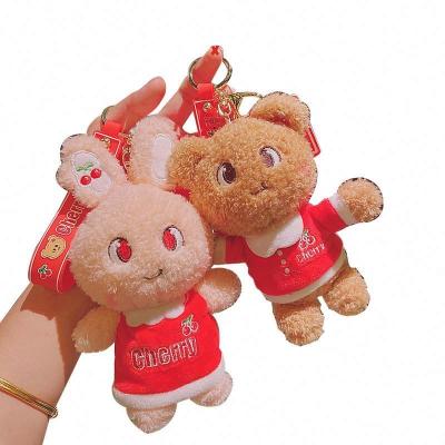 China Promotion Gift Olelon Cartoon Anime Doll Key Chain Cute Cherry Bear Rabbit Coin Purse Plush Mini Plush Toy Coin Bag Key Chain Gifts for sale