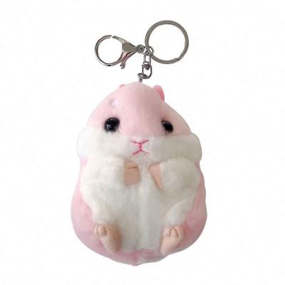 China Olelon Plush Toys Mini Simulation Hamster Keychain Cute Cartoon Sound Doll Keyrings Faux Fur Pompom Key Chain Trinkets Promotion Gift for sale