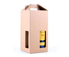 China Take-away Corrugated Cardboard Wine Box with Handle for sale