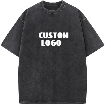 China Breathable Customized Logo Printing 230 Gsm 100% Cotton Men's T-Shirt Custom Design Short Sleeves Blank Oversized Acid Wash T-Shirt for sale