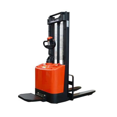 中国 Portable Electric Pallet Truck Full Electric Stand On Stacker Pallet Truck Forklift 販売のため