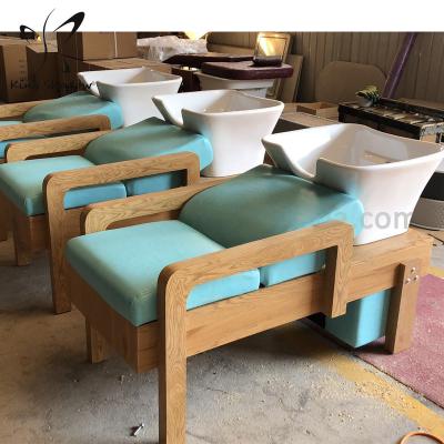 China Traditional Barber Shop Sink Hairdressing Wash Chair Hair Salon Furniture Backwash Unit Shampoo Chair for sale