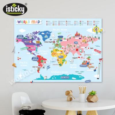 China Removable and Reusable Kids Room Colorful World Map Strip Sticker World Map Wall Sticker for sale