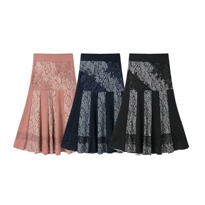 China Breathable High Quality Lace Asymmetrical Female Skirts Flower Ladies Embroidery Skirt Luxury Evening Party Skirt For Women for sale