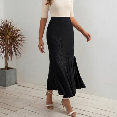 China Floral Net Pleated Female Skirts Maxi Skirt Women Elegant Party Special Occasion Design Fashion Breathable Luxury Women's Long Skirts for sale