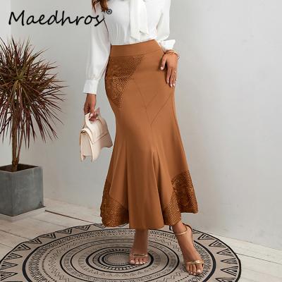 China MAEDHROS Women's Long Skirt Flower Embroidery Elegant Luxury Evening Dress Breathable Formal Skirt Design Africa Clothing for sale