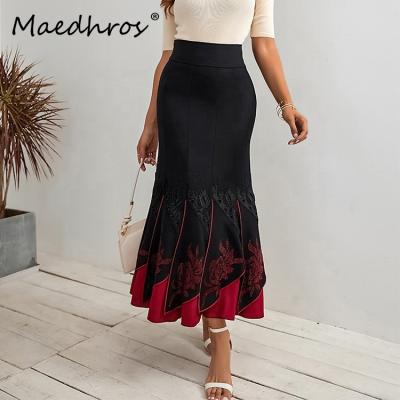 China MAEDHROS Women's Long Skirts 75cm High Elegant Vintage A Line Skirts Ladies Party High Waist Breathable Luxury Special Asymmetrical Skirt for sale