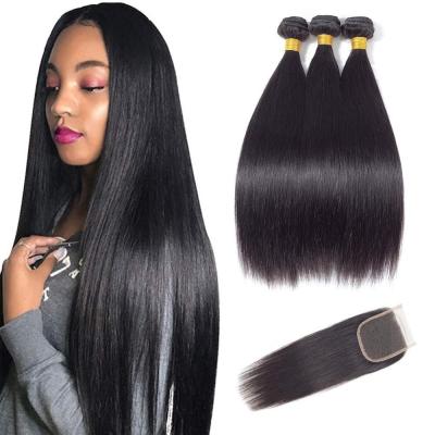 China Good Quality St Straight Bundles With Closure Brazilian Hair Bundles 3 Bundles Weave Remy Human Hair Extension for sale