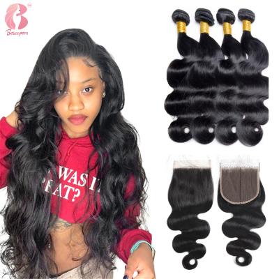 China Body Wave Body Wave Bundles With Closure Hair Extensions Bundles With Closure Brazilian Hair Weave Bundles With Closure for sale