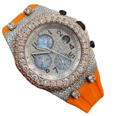 China Custom Day/Date Hip Hop Jewelry Moissanite Diamond Watch Fashion Iced Out OEM Luxury Mechanical Watch for sale