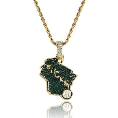 China TRENDY hip hop jewelry, deer team male pendant, real gold plating hiphop fan necklace wholesale for sale