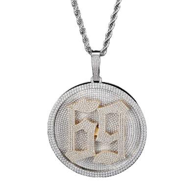 China Number Letter...Hip Hop New Letters Can Spin Big Turntable Pendants True and Hip-Hop Trendy Round Necklace for sale